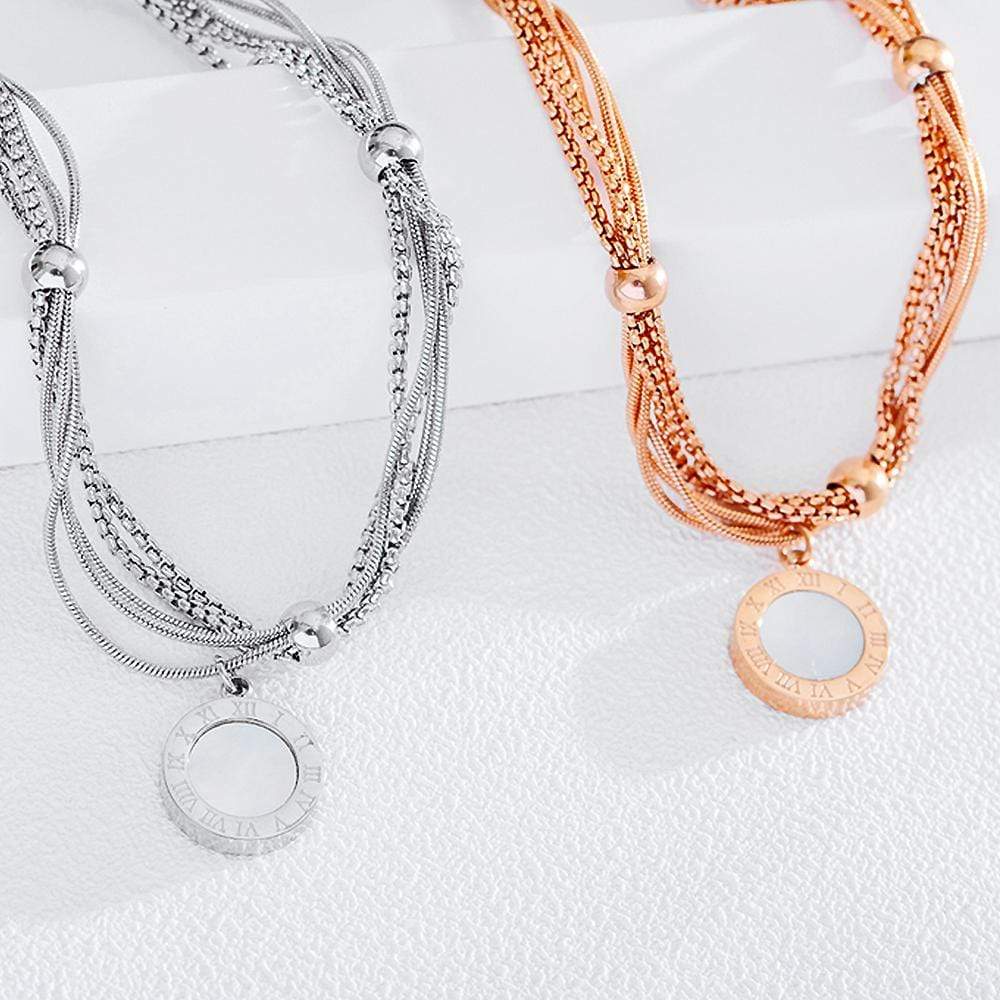 Tiffany Inspired Roman Numeral Multiple Strand Bracelet In White Gold