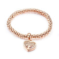 Tree Of Life Heart Shaped Charm Thick Chain Rose Gold Layered Bracelet