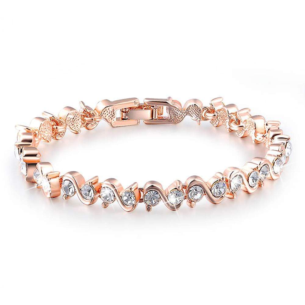 Wavy Created Diamond Rose Gold Layered Bracelet