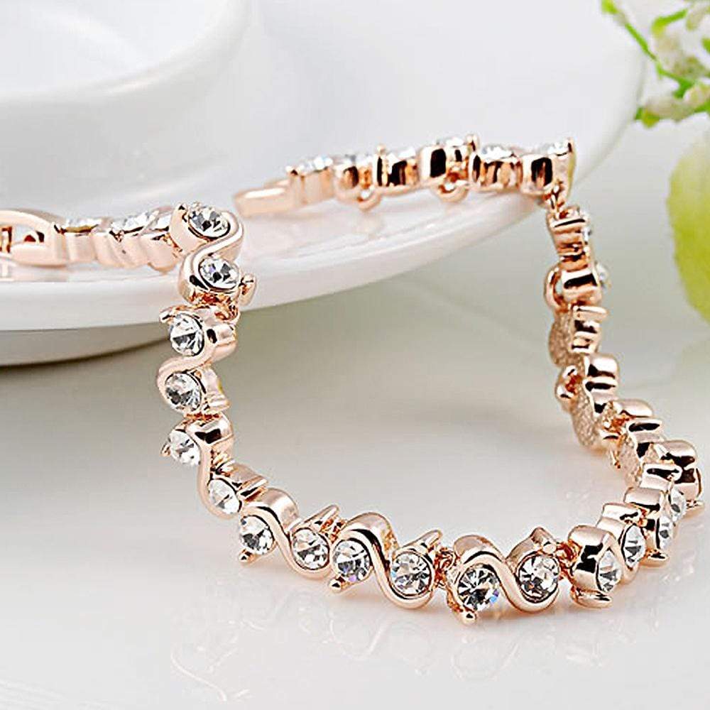 Wavy Created Diamond Rose Gold Layered Bracelet