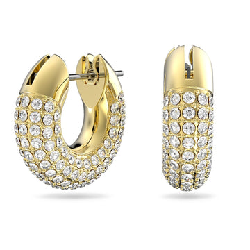 Swarovski® Dextera hoop earrings-Small, White, 18k gold finish