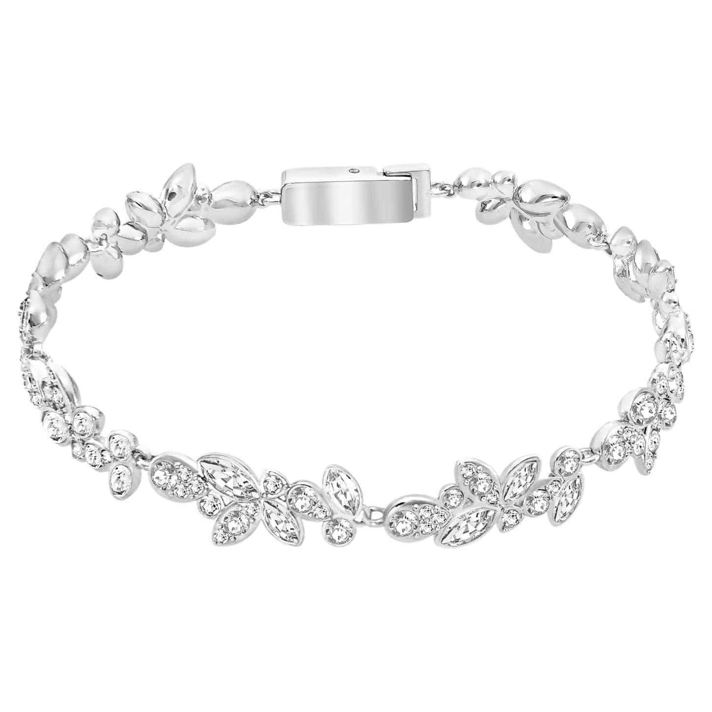 Diapason bracelet, White, Rhodium plated
