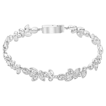 Diapason bracelet, White, Rhodium plated