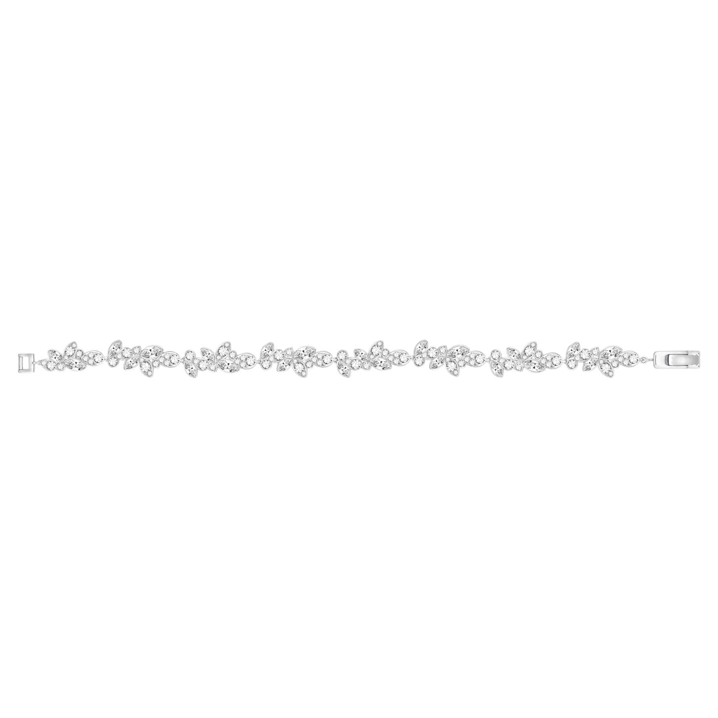 Diapason bracelet, White, Rhodium plated