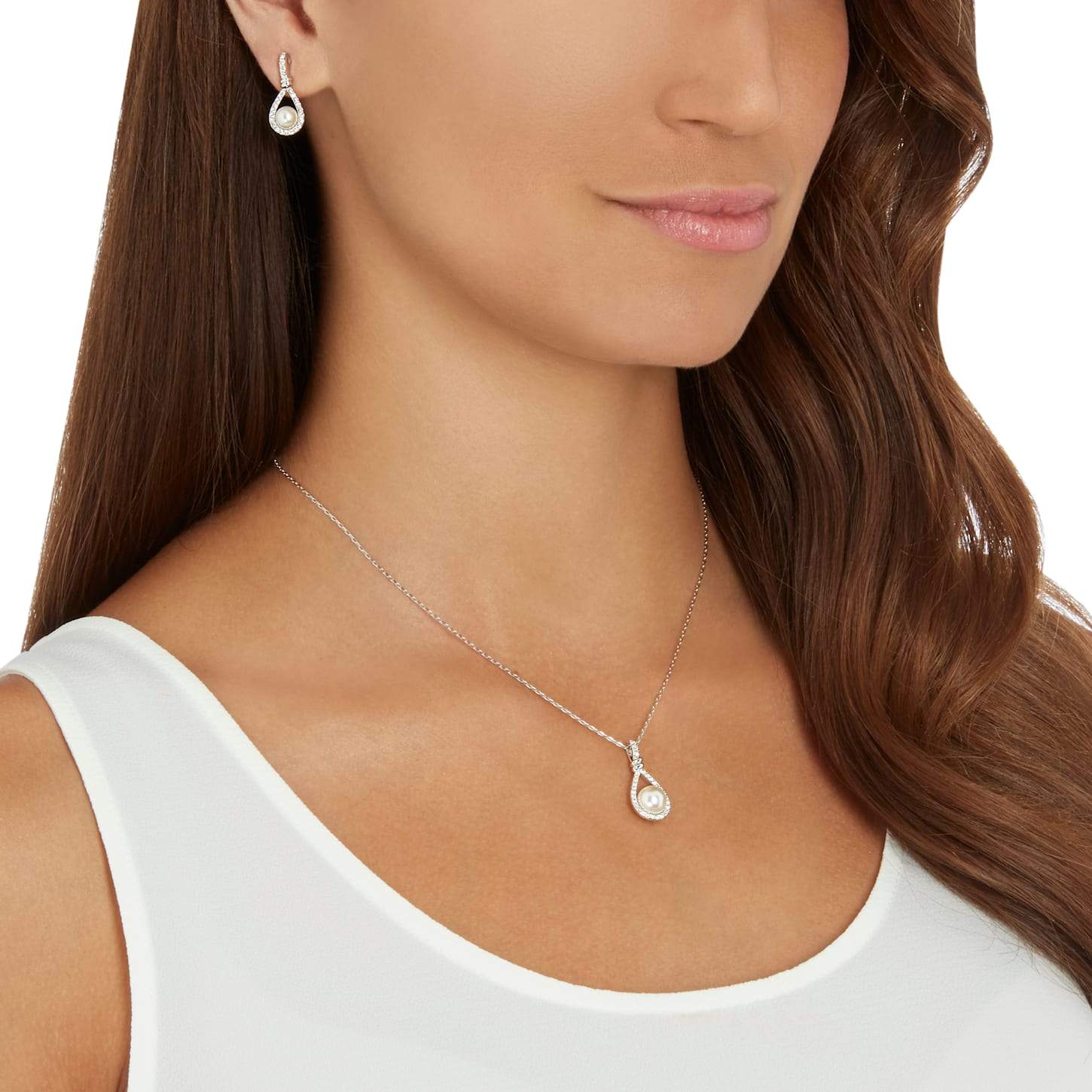 Enlace set, White, Rhodium plated - Brilliant Co