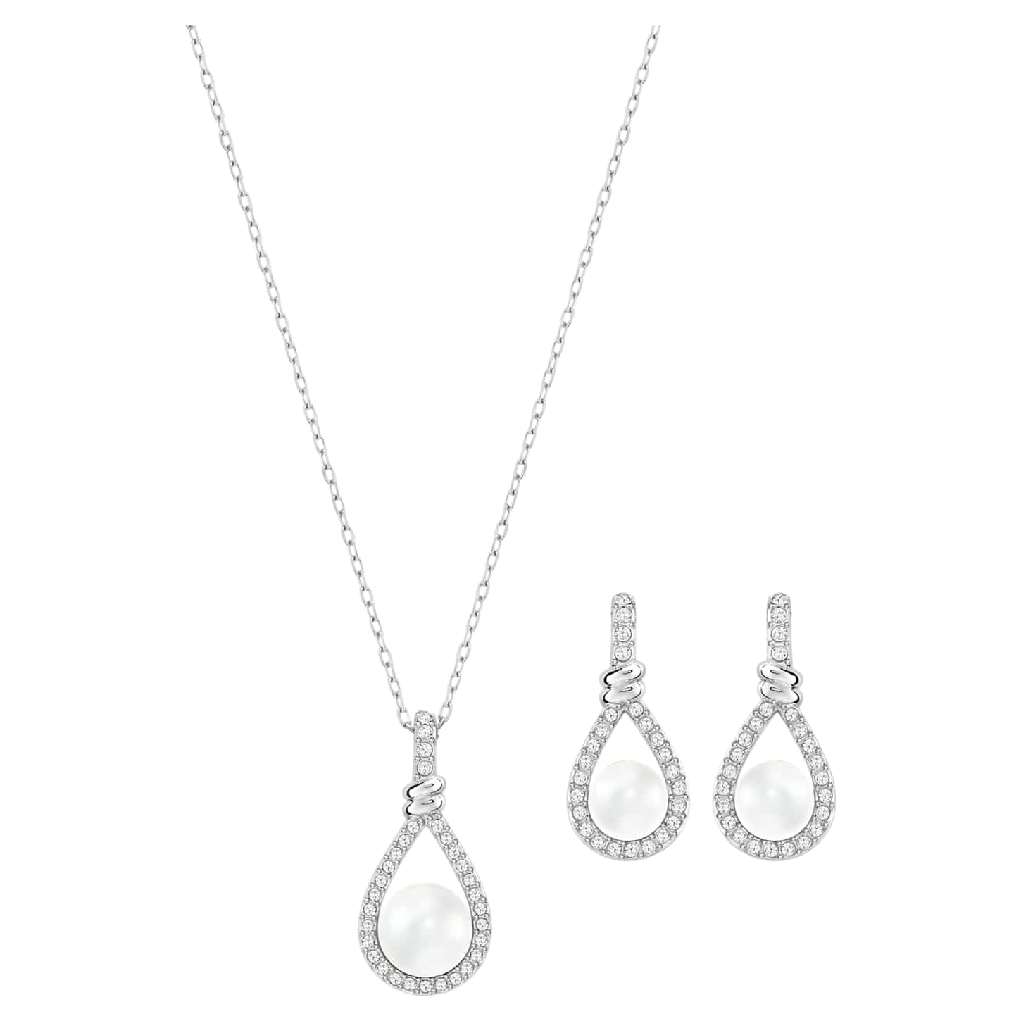 Enlace set, White, Rhodium plated - Brilliant Co