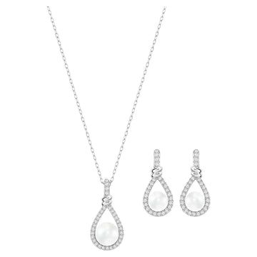 Enlace set, White, Rhodium plated - Brilliant Co