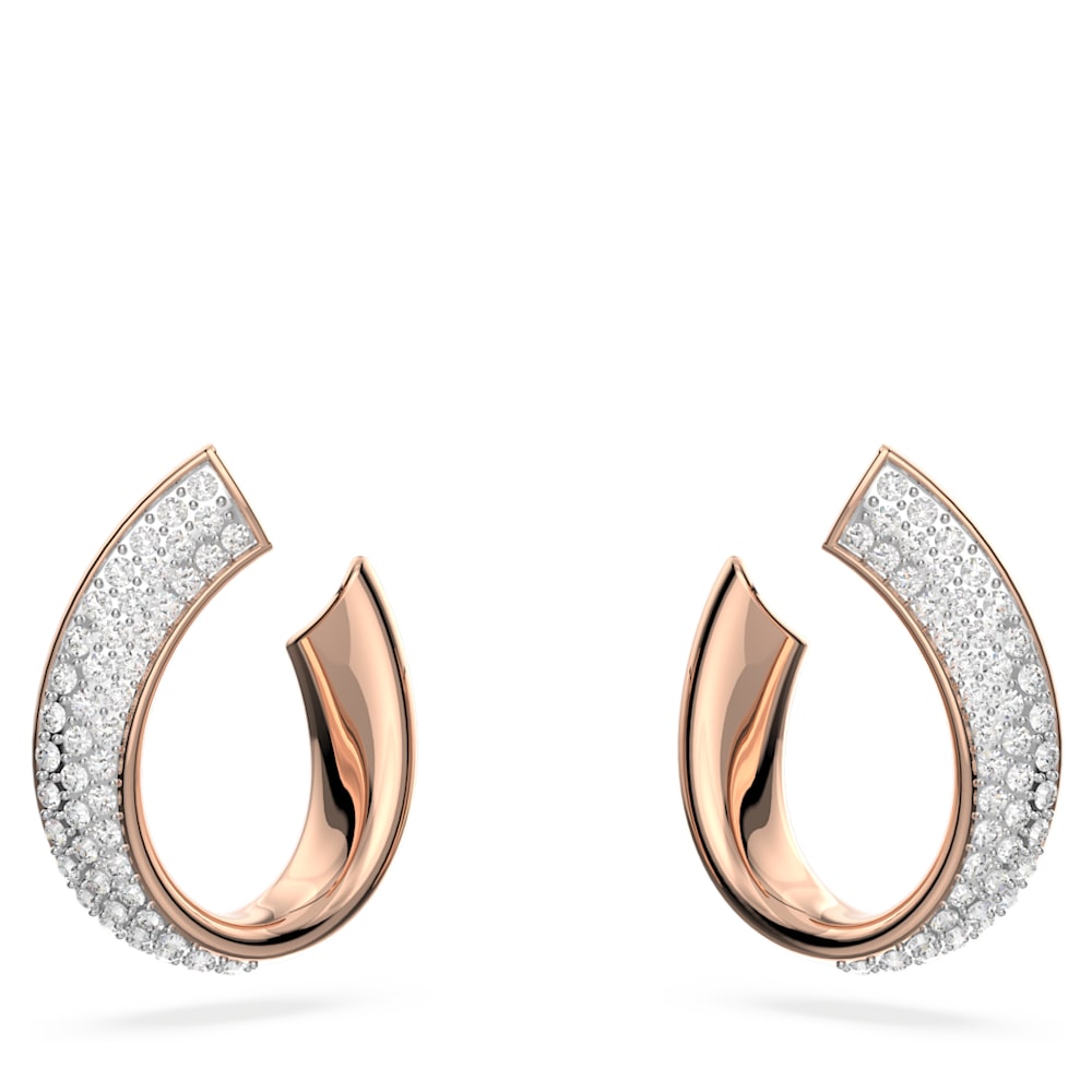 Exist hoop earrings-Small, White, Gold-tone plated