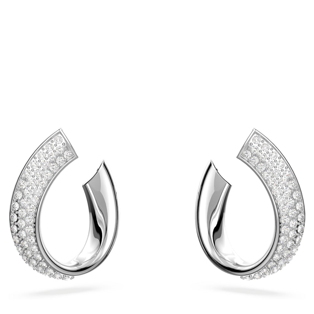 Exist hoop earrings-Small, White, Rhodium plated