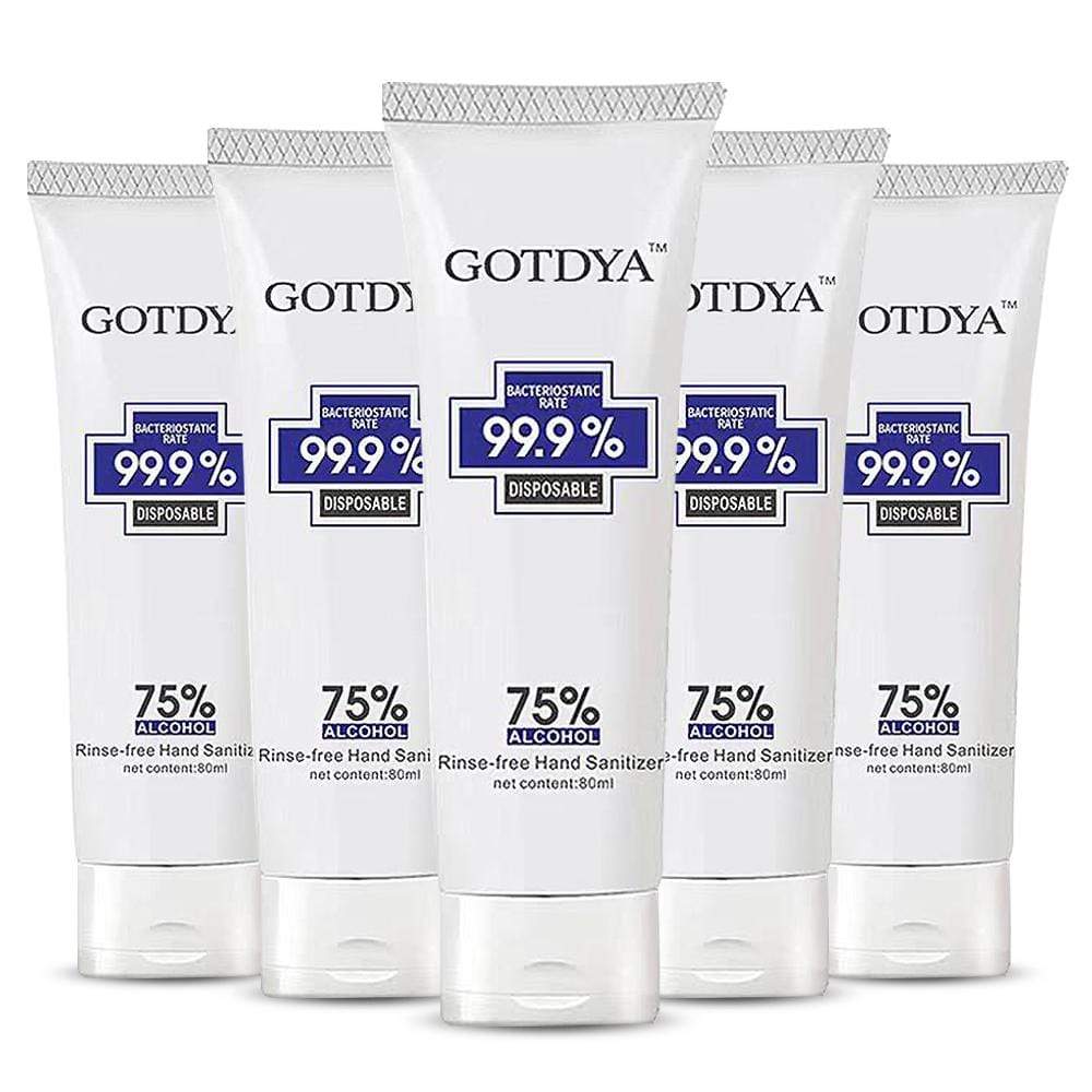 GOTDYA Hand Sanitiser 5 Packs GOTDYA 80ml 75% Alcohol Antibacterial Hand Sanitiser Gel Kills 99.9% Germs Rinse-Free Travel Pack Sets
