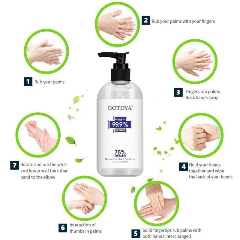 GOTDYA Hand Sanitiser GOTDYA 300ml 75% Alcohol Antibacterial Hand Sanitiser Gel Kills 99.9% Germs Rinse-Free Pump Bottle