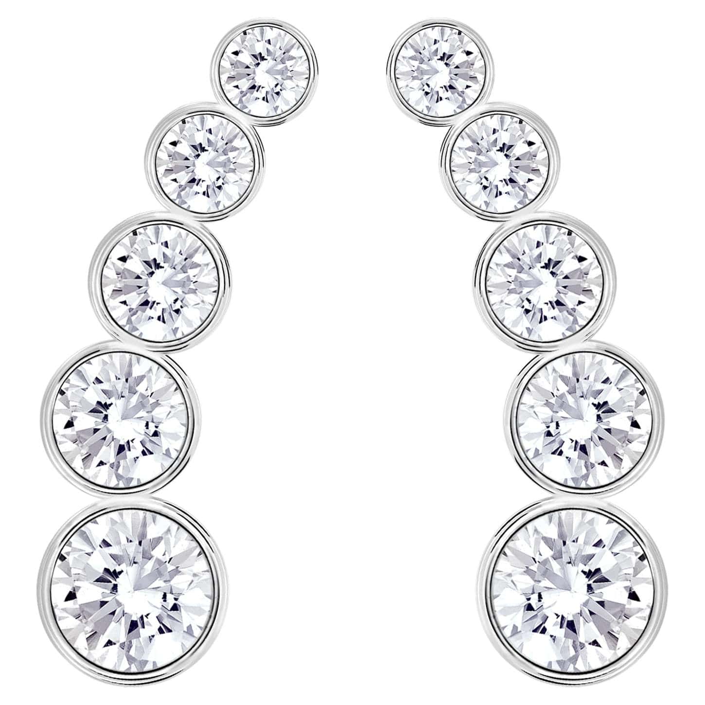 Harley Pierced Earrings White, Rhodium plated - Brilliant Co