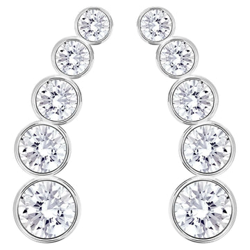 Harley Pierced Earrings White, Rhodium plated - Brilliant Co