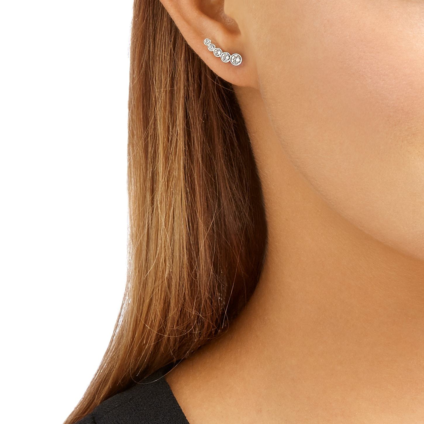 Harley Pierced Earrings White, Rhodium plated - Brilliant Co