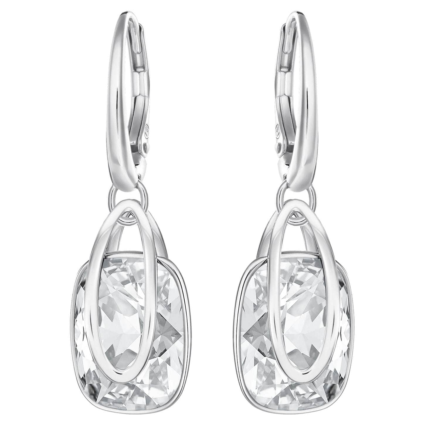 Holding Pierced Earrings White, Rhodium plated - Brilliant Co