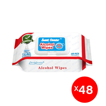 48 x Packs / 2 Cartons / 2880 Wipes - 75% Alcohol Hand Surface Use