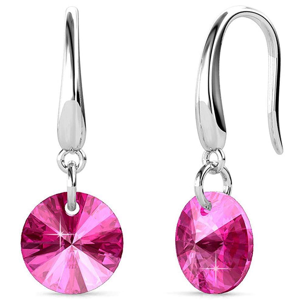Timeless Crystal Drop Earrings Pink Embellished with Swarovski  crystals