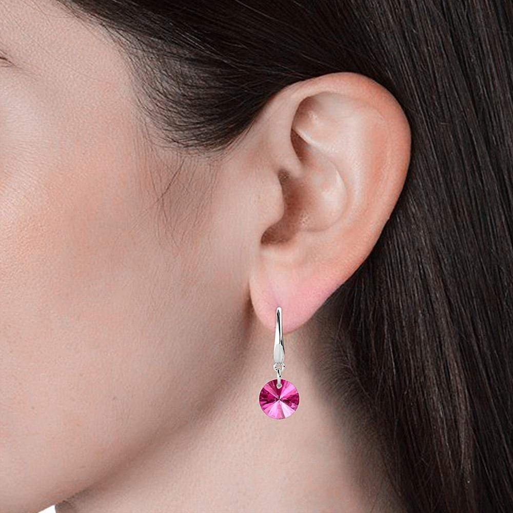 Timeless Crystal Drop Earrings Pink Embellished with Swarovski  crystals