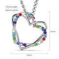 Two Hearts Entwined Necklace Multi Color Embellished with Swarovski  crystals