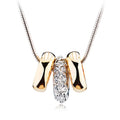 Two Tone Gold Ring Charm Necklace Dome Embellished with Swarovski¬Æ crystals