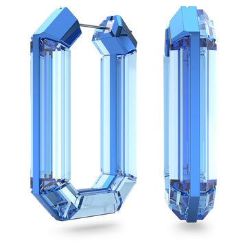 Swarovski® Lucent hoop earrings Statement, Octagon shape, Blue