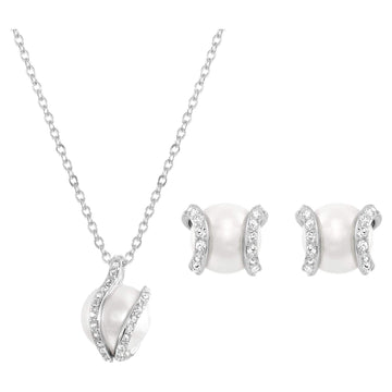 Nude set, White, Rhodium plated - Brilliant Co