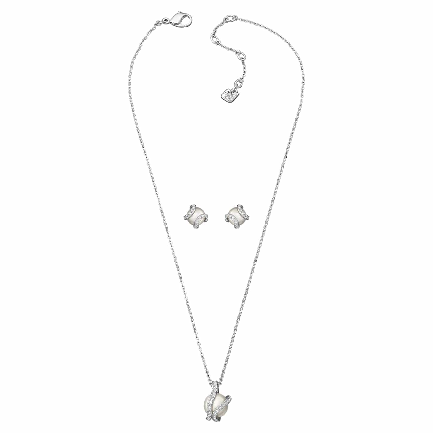 Nude set, White, Rhodium plated - Brilliant Co