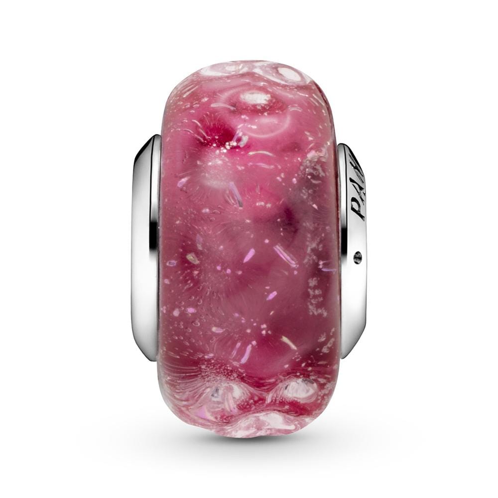 Pandora Charms Wavy Fancy Pink Murano Glass Charm