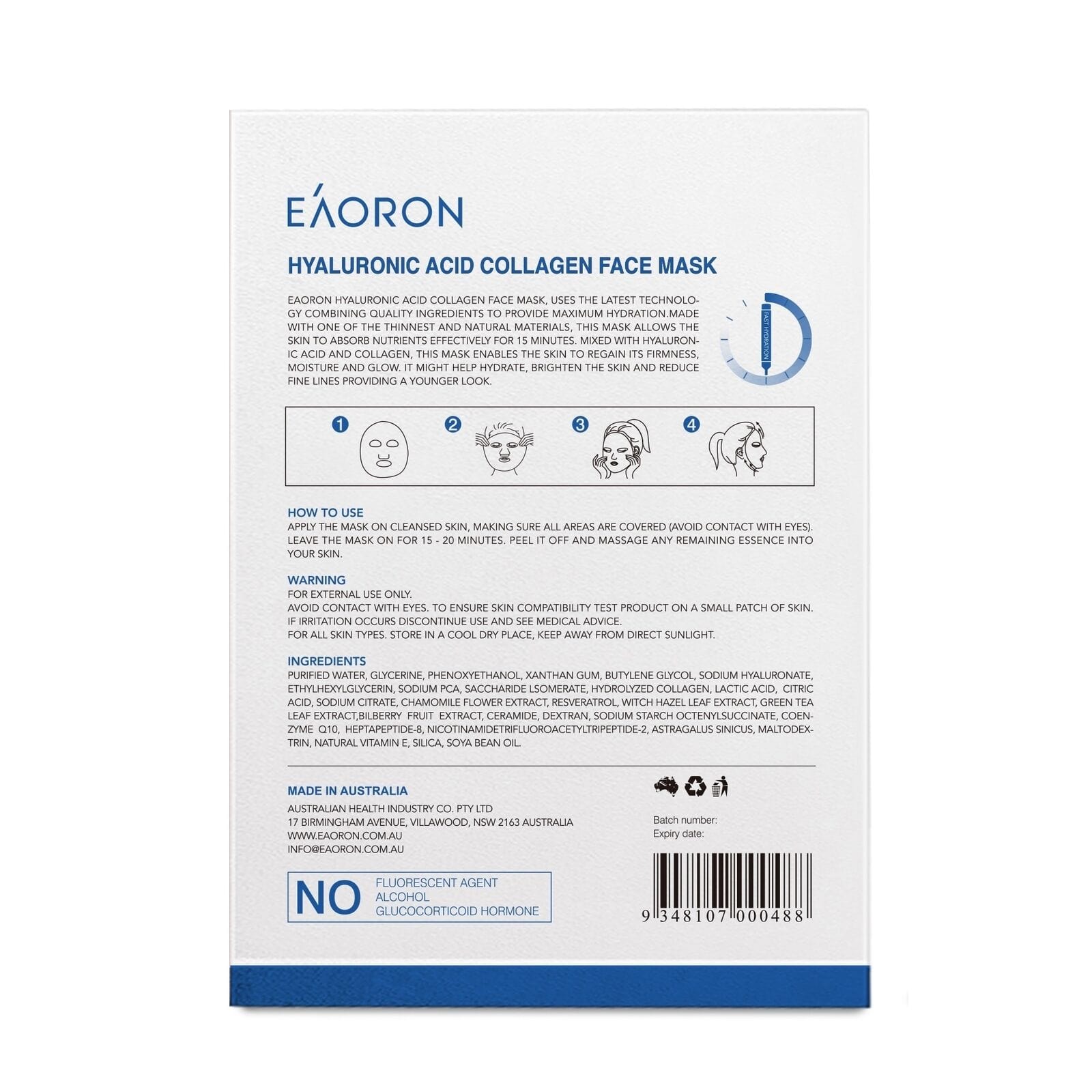 Eaoron Collagen Face Mask 25ml - White - Brilliant Co