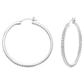 Sommerset Hoop Pierced Earrings White, Rhodium plated - Brilliant Co