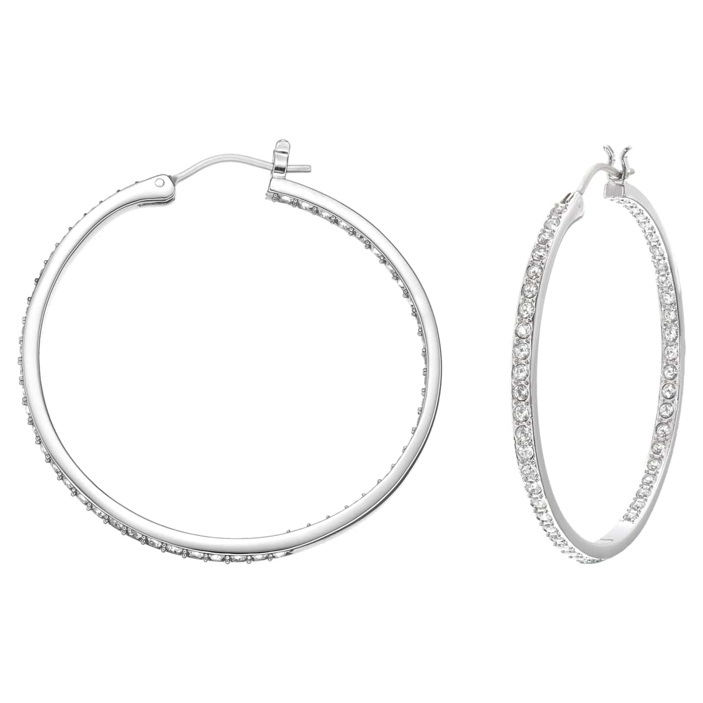 Sommerset Hoop Pierced Earrings White, Rhodium plated - Brilliant Co