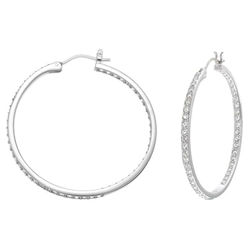 Sommerset Hoop Pierced Earrings White, Rhodium plated - Brilliant Co