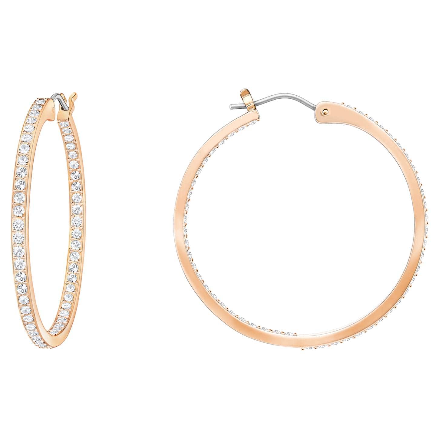 Sommerset Hoop Pierced Earrings White, Rose-gold tone plated - Brilliant Co