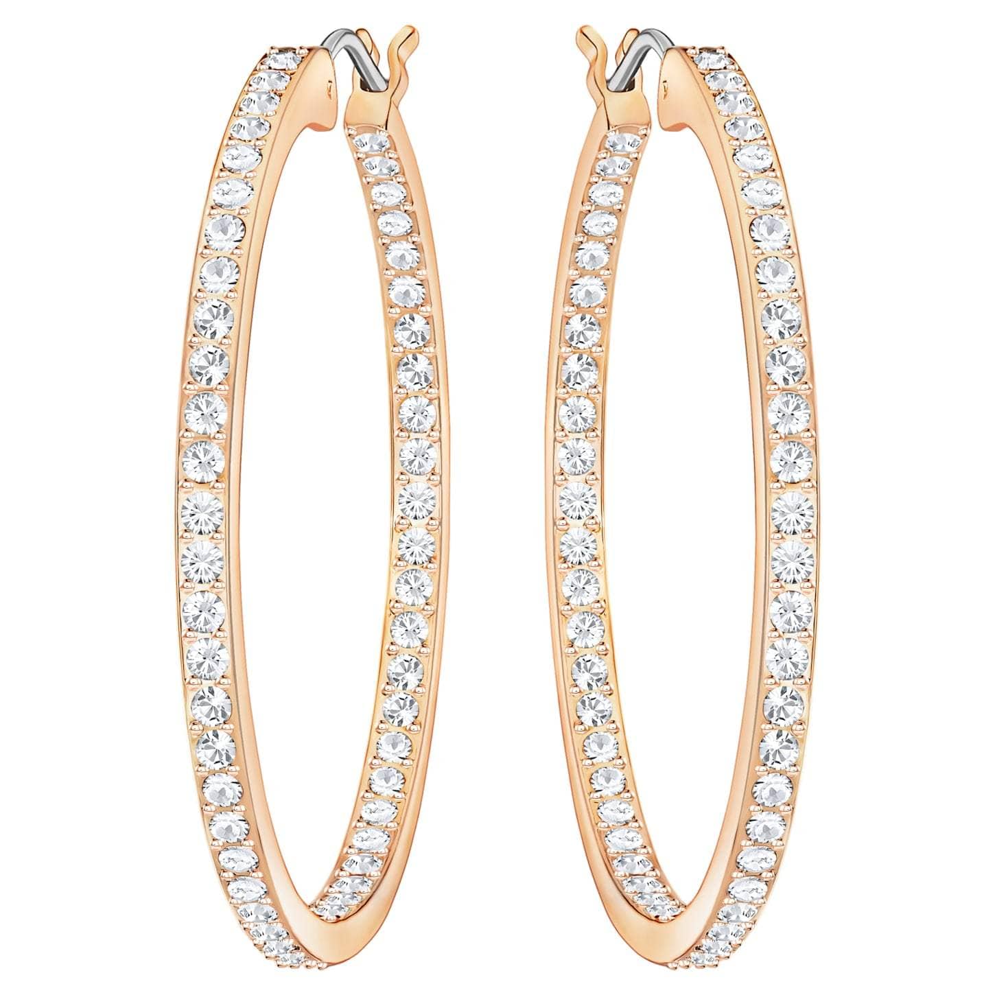 Sommerset Hoop Pierced Earrings White, Rose-gold tone plated - Brilliant Co