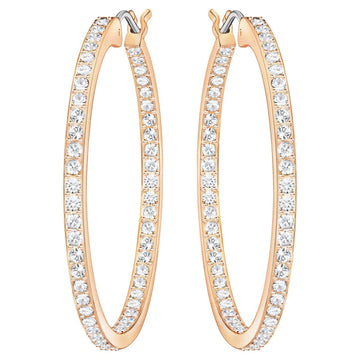 Sommerset Hoop Pierced Earrings White, Rose-gold tone plated - Brilliant Co