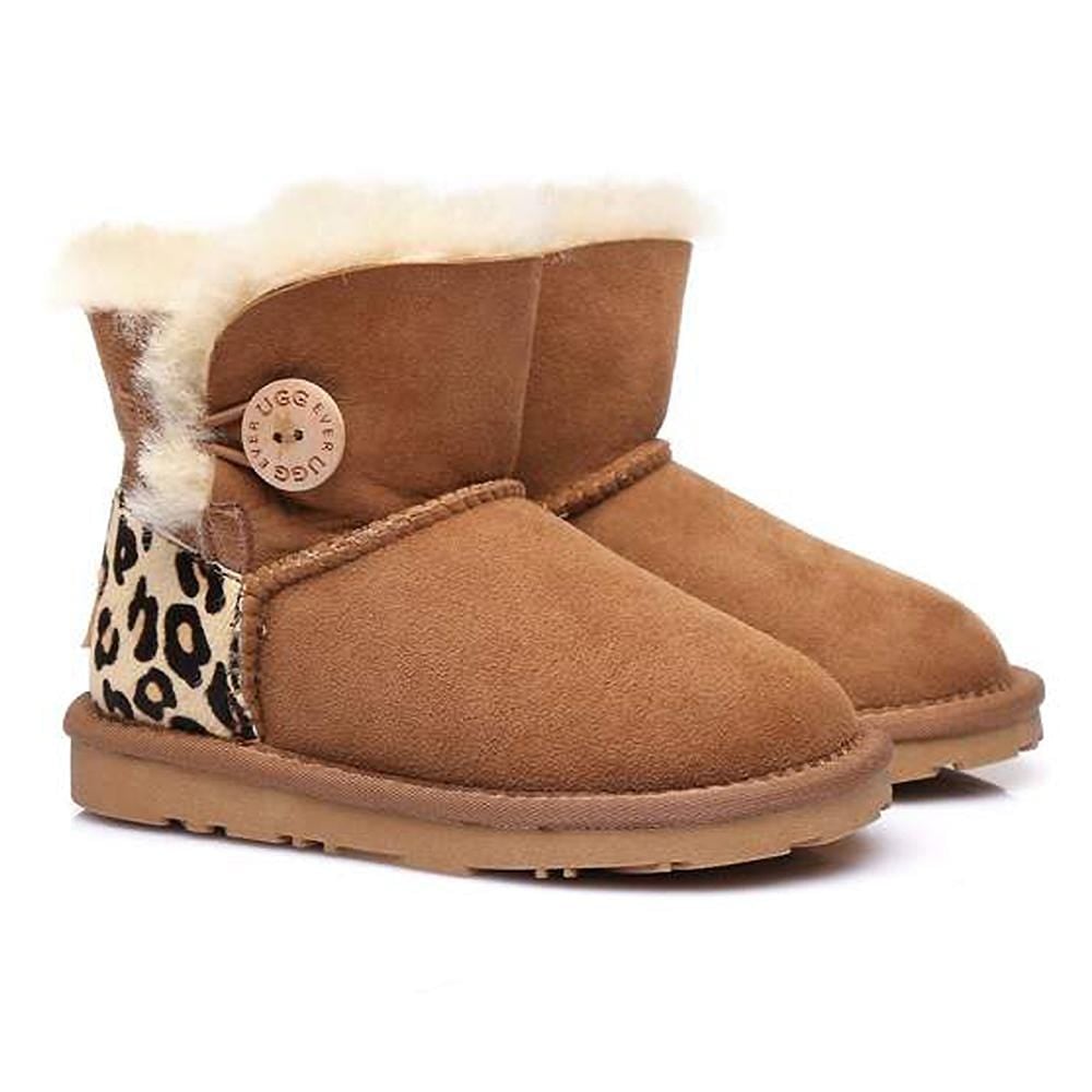 Kids Leopard Mini Uggs Ever UGG Kids Mini Button Boots #11512