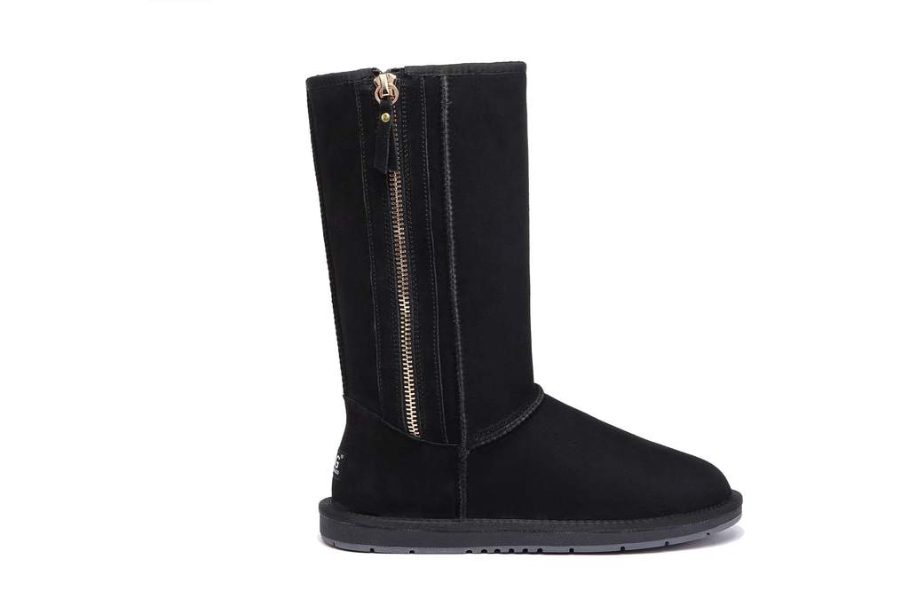 UGG Footwear Black / AU Ladies 4 / Men 2 / UK 2 / EU 35 UGG Boots Australia Premium Double Face Sheepski Tall Side Zip,Water Resistant #15984
