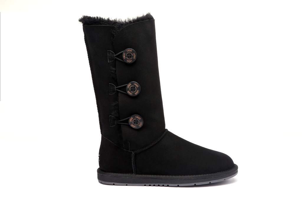 UGG Footwear Black / AU Ladies 4 / Men 2 / UK 2 / EU 35 UGG Boots Australia Premium Double Face Sheepskin Tall Triple button Water Resistant #15902