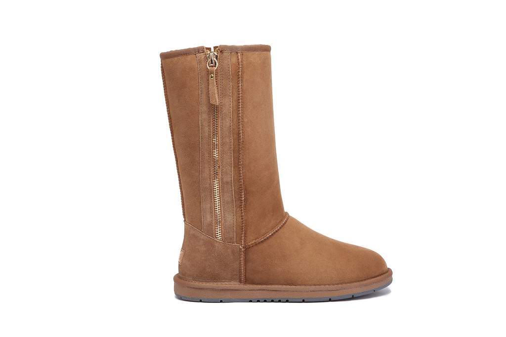 UGG Footwear Chestnut / AU Ladies 4 / Men 2 / UK 2 / EU 35 UGG Boots Australia Premium Double Face Sheepski Tall Side Zip,Water Resistant #15984